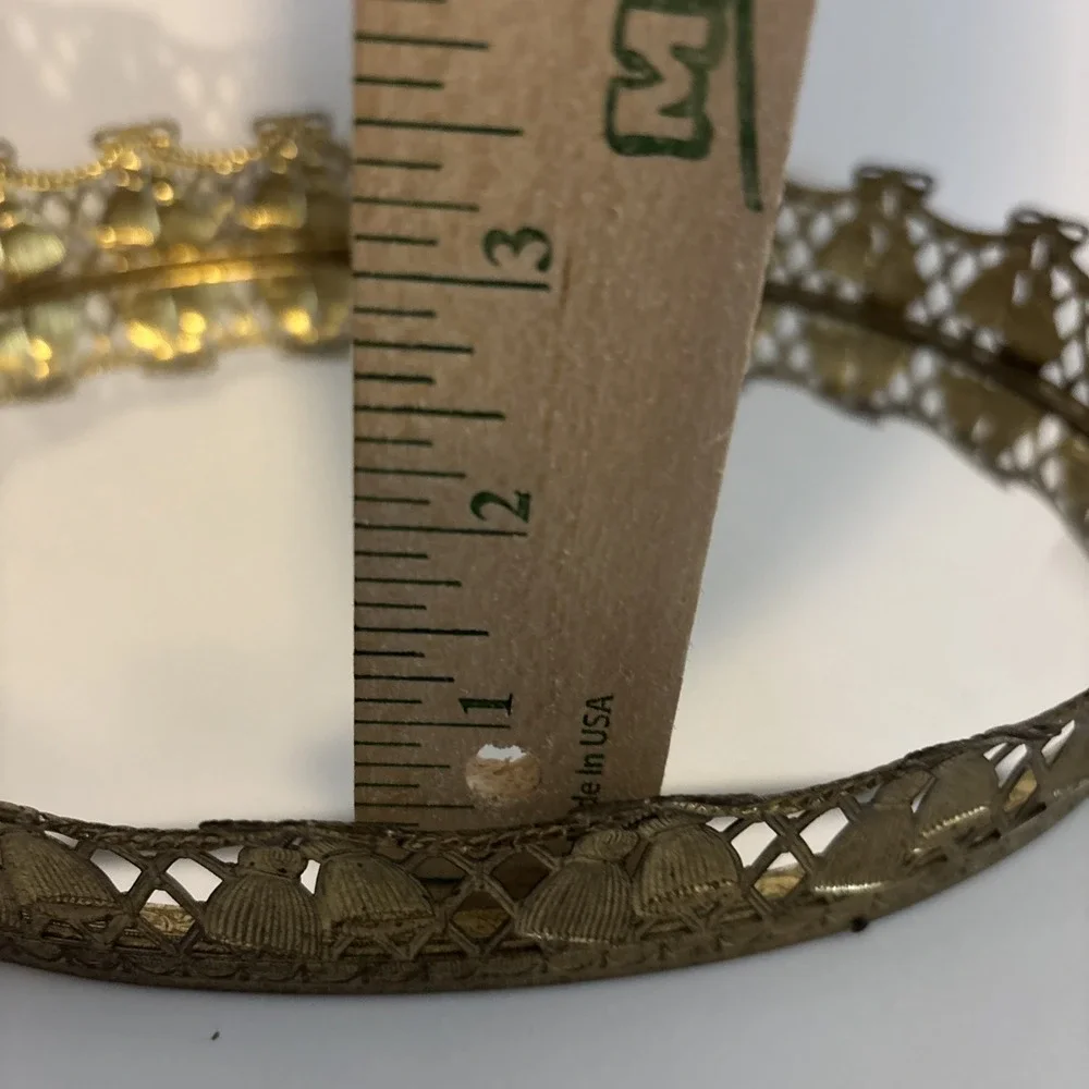 Vintage Gold Filigree Metal Mirror Vanity Dresser,